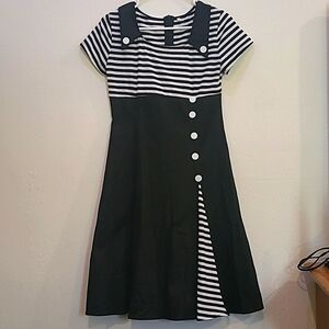 Vintage Pinup Dress, M, Black and White Dress